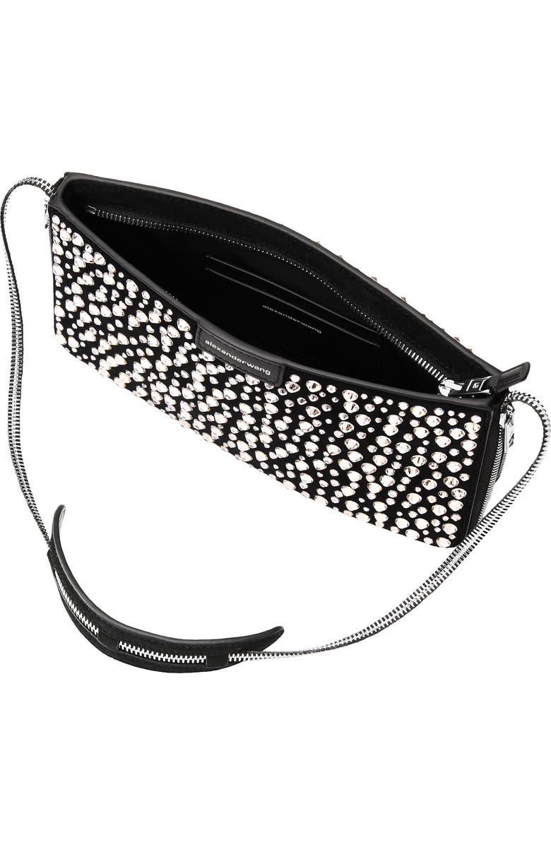 Alexander Wang Siren Pochette Crystal Embellished Leather Shoulder Bag, Alternate, color, Black