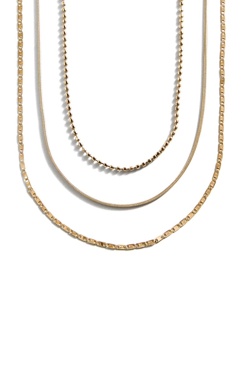 Anita Set of 3 Water Resistant Necklaces, Main, color, GOLD