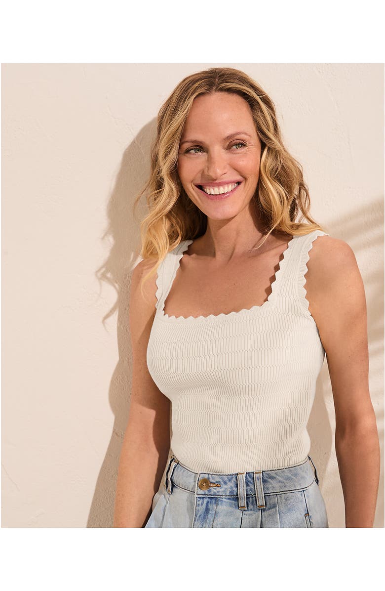 Lands' End High Retention Square Neck Tank Sweater, Alternate, color, Oatmeal