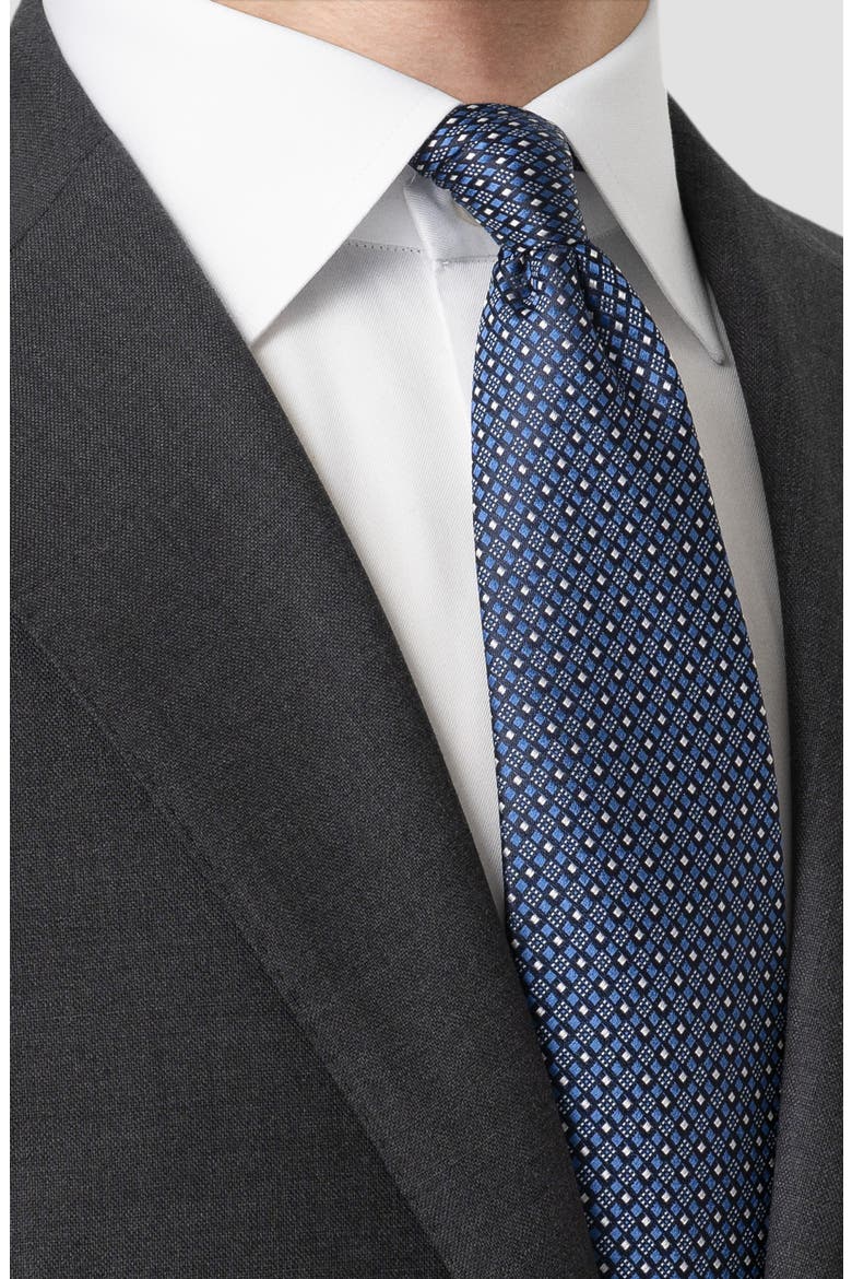 Neat Geometric Pattern Silk Tie, Alternate, color, NAVY