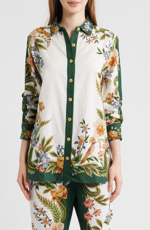 Sand Nature Linen Blend Button-Up Shirt