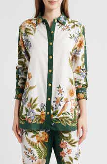 Sand Nature Linen Blend Button-Up Shirt
