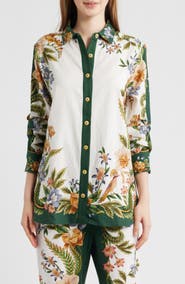 FARM Rio Sand Nature Linen Blend Button-Up Shirt