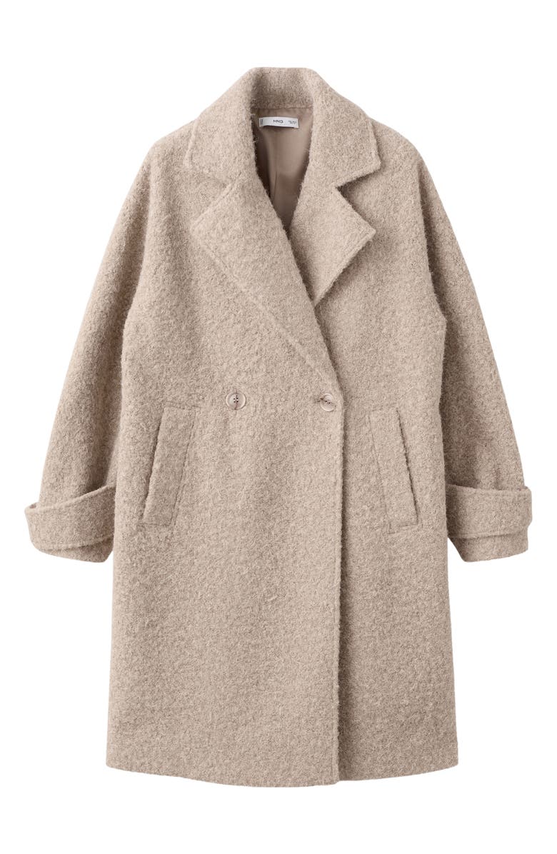 MANGO Lapels Bouclé Coat, Main, color, Beige