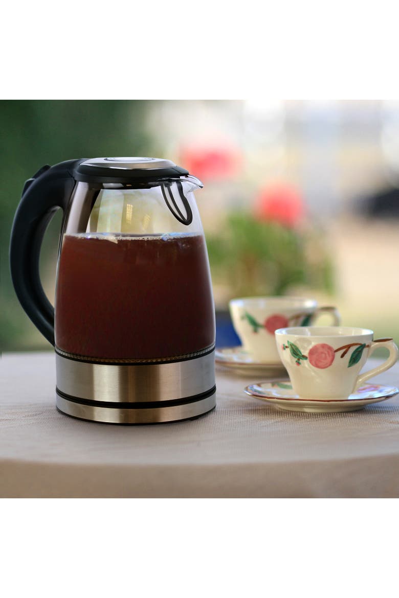 1.7 L Cordless Electric Glass and Stainless Steel Tea Kettle, Alternate, color, Silver