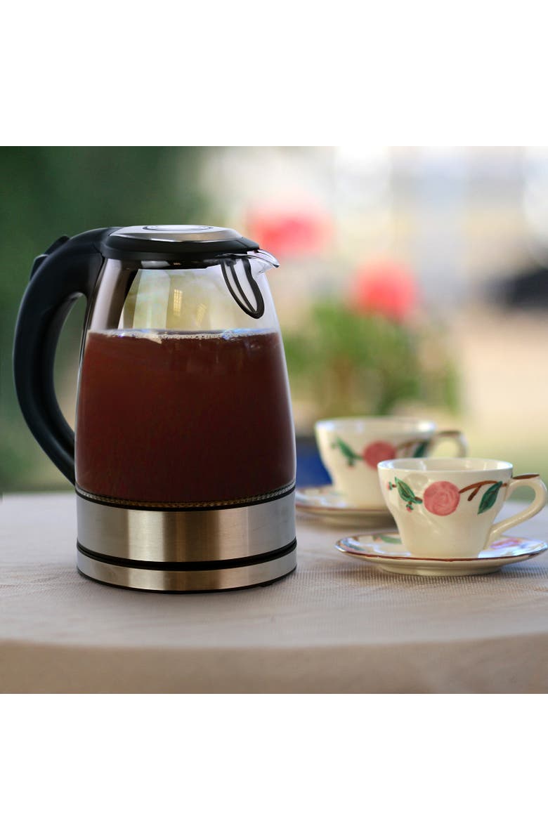 Better Chef 1.7 L Cordless Electric Glass and Stainless Steel Tea Kettle, Alternate, color, Silver