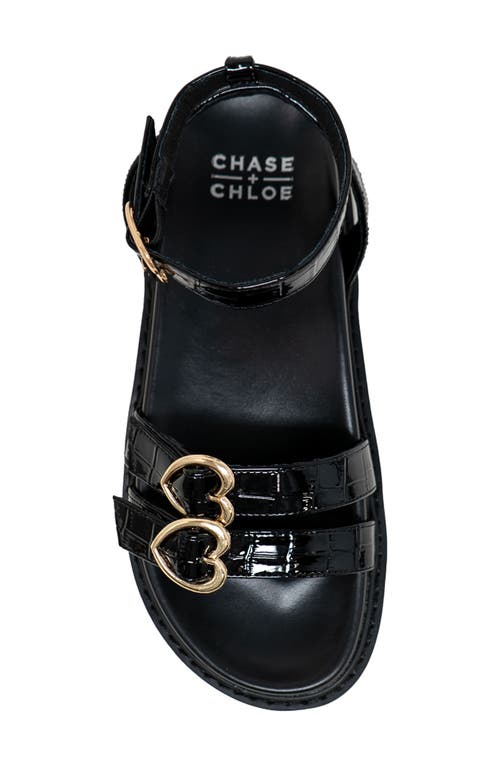 Chase & Chloe Chase And Chloe Elaxi Flatform Sandal In Black Croc