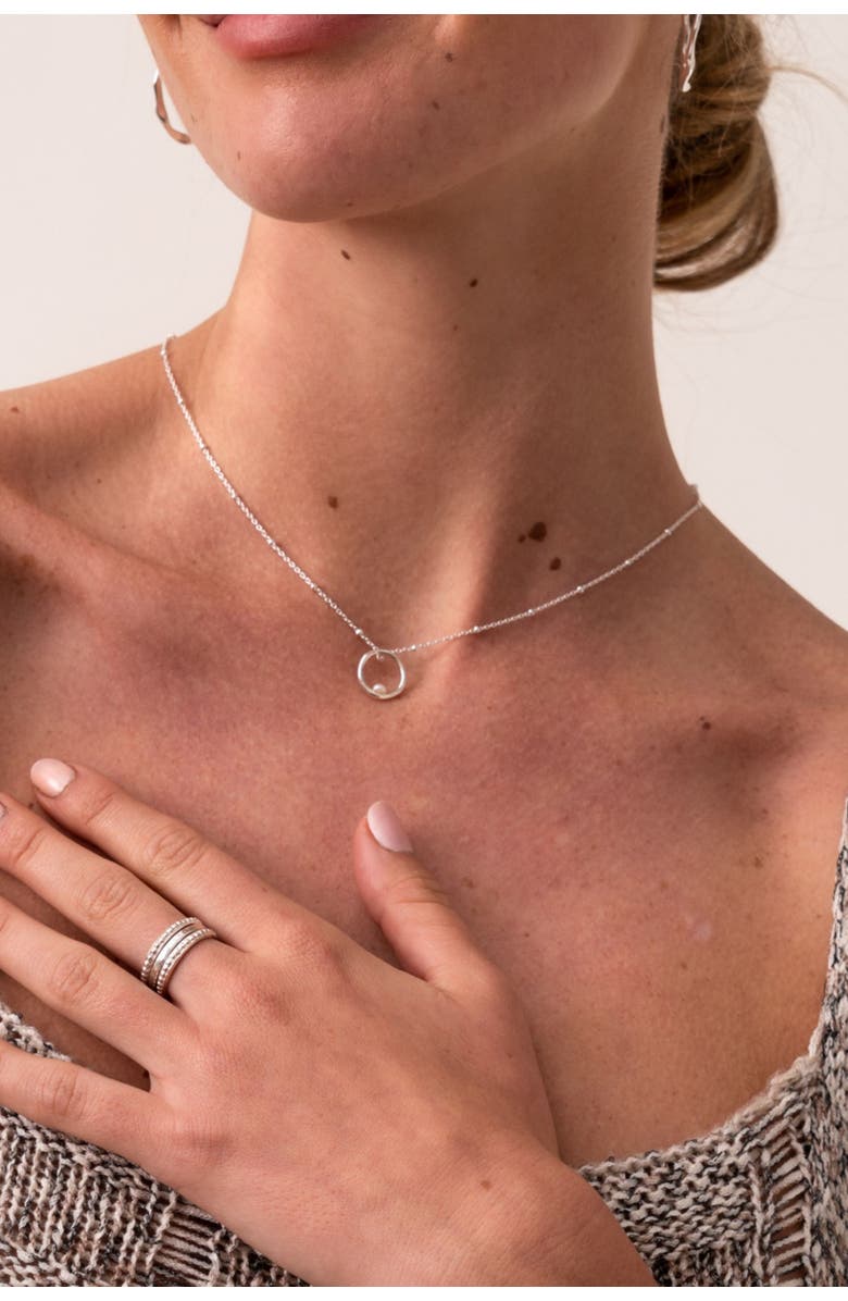 Dower & Hall Open Circle & White Pearl Waterfall Pendant, Alternate, color, Sterling Silver