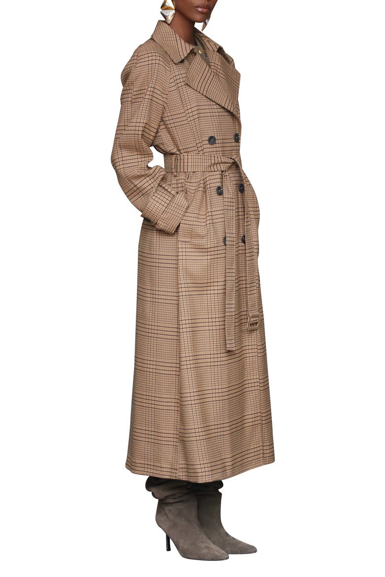 Oversized Plaid Maxi Trench Coat, Alternate, color, BROWN PLAID