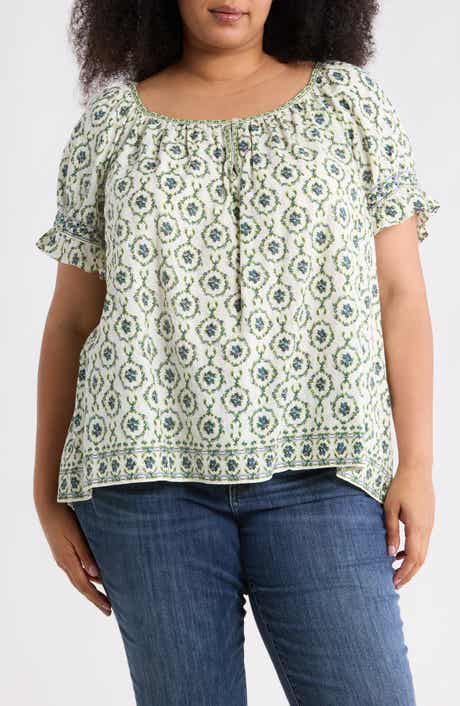 MAX STUDIO Keyhole Short Sleeve Top