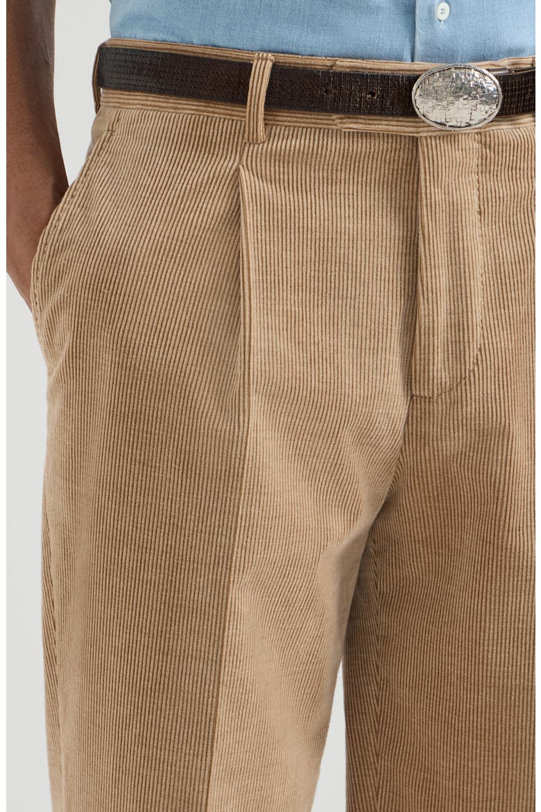 Comfort cotton and cashmere corduroy trousers with pleat, Alternate, color, Camel