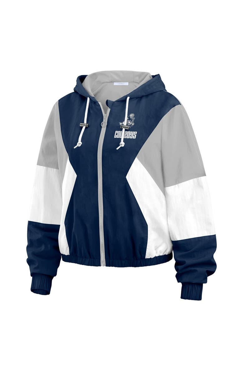 WEAR by Erin Andrews Women's WEAR by Erin Andrews Navy Dallas Cowboys Plus Size Color Block Full-Zip Windbreaker Jacket, Alternate, color, Navy