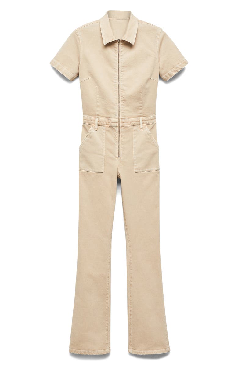 MANGO Short Sleeve Denim Jumpsuit, Alternate, color, 