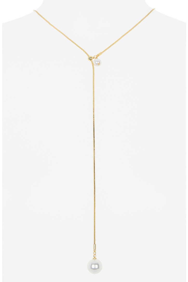 Demi Fine Faux Pearl Lariat Y-Necklace, Alternate, color, WHITE- GOLD