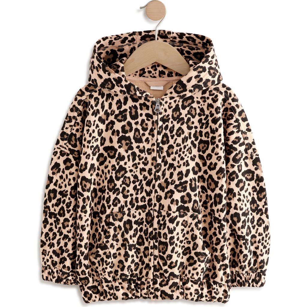 Next Kids' Leopard Print Zip-up Hoodie In Burgundy