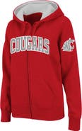 COLOSSEUM Women's Stadium Athletic Crimson Washington State Cougars Arched Name Full-Zip Hoodie