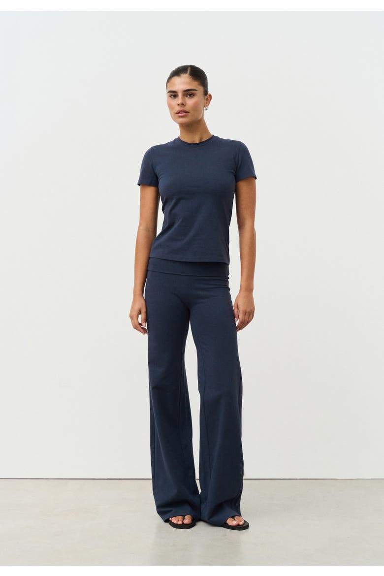 Soft Cotton Foldover Pants, Alternate, color, Navy