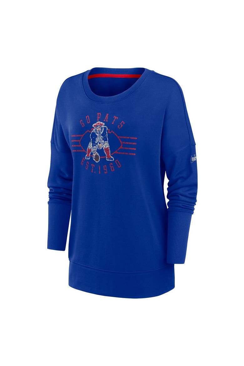 Women's Nike Royal New England Patriots Rewind Playback Icon Performance Pullover Sweatshirt, Alternate, color, Royal