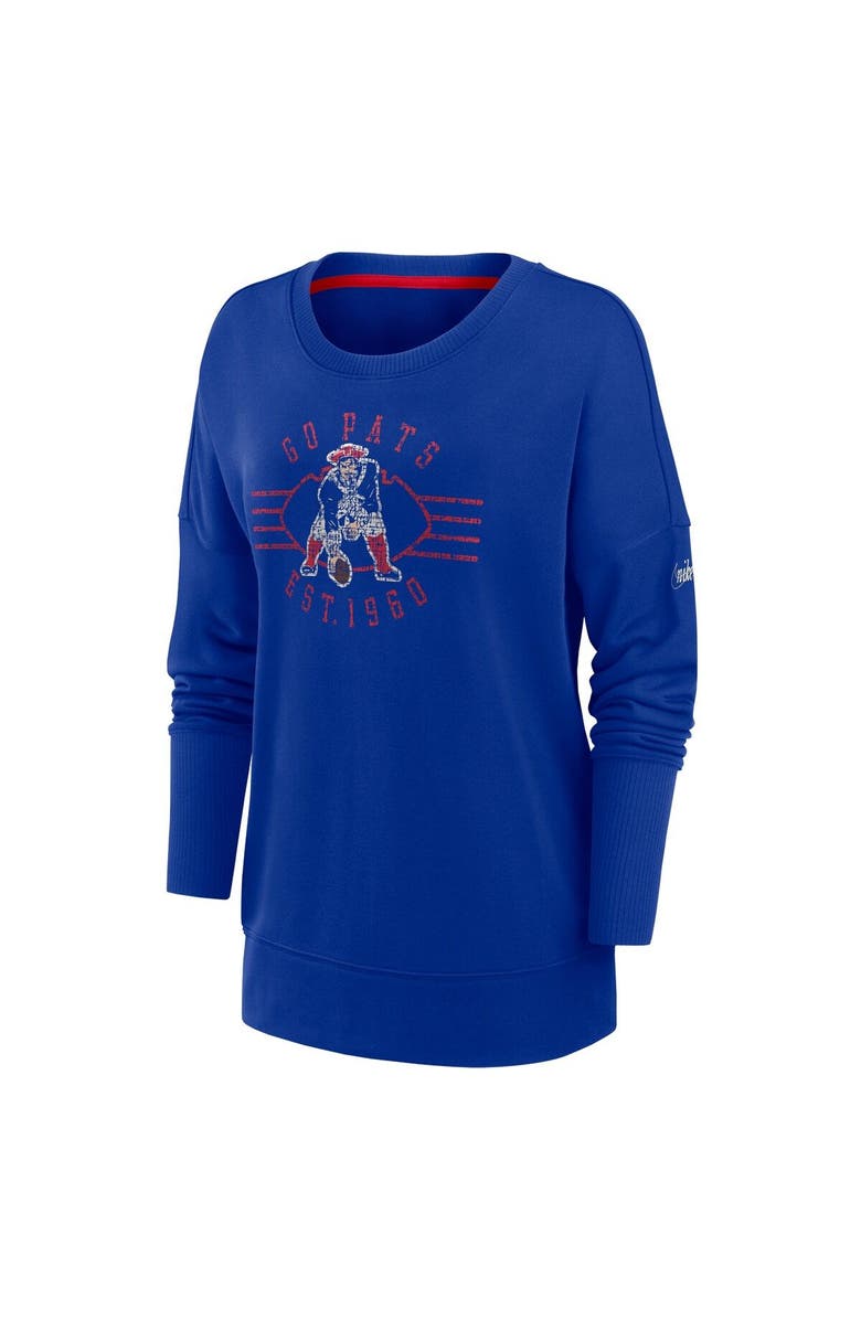 Nike Women's Nike Royal New England Patriots Rewind Playback Icon Performance Pullover Sweatshirt, Alternate, color, Royal