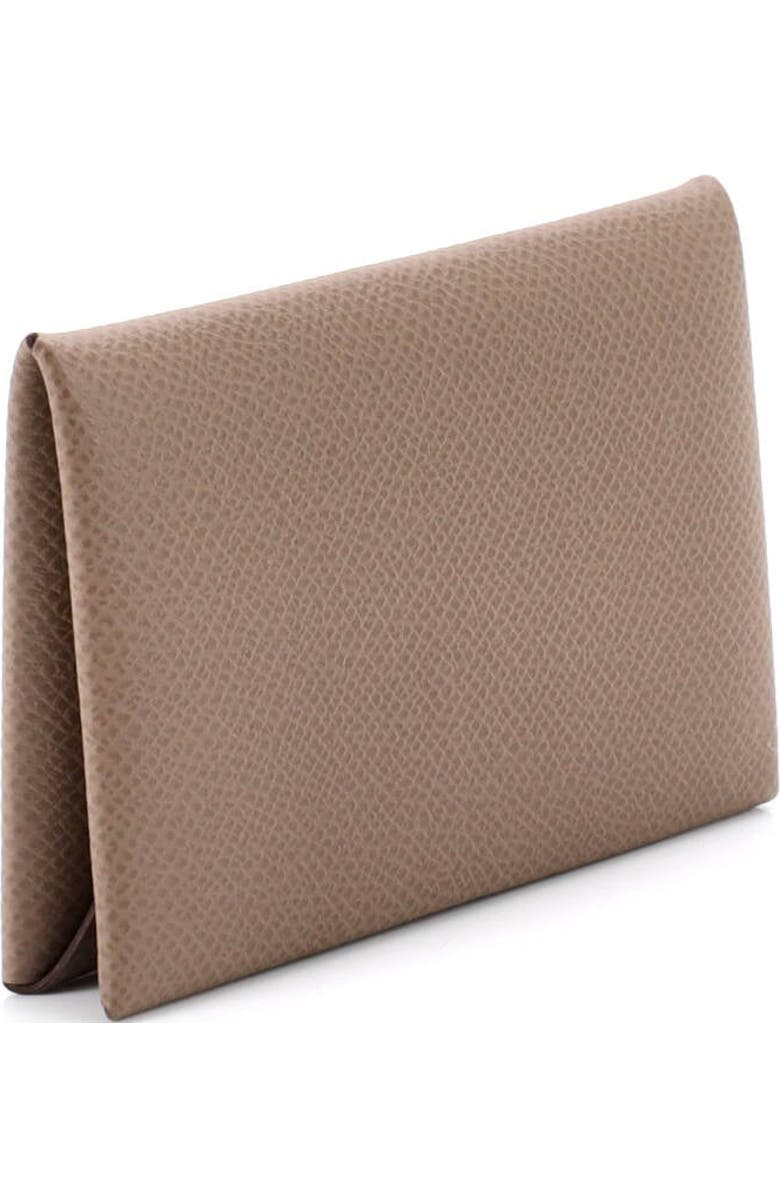 Pre-Owned Hermes Calvi Duo Card Holder Epsom, Alternate, color, Etoupe