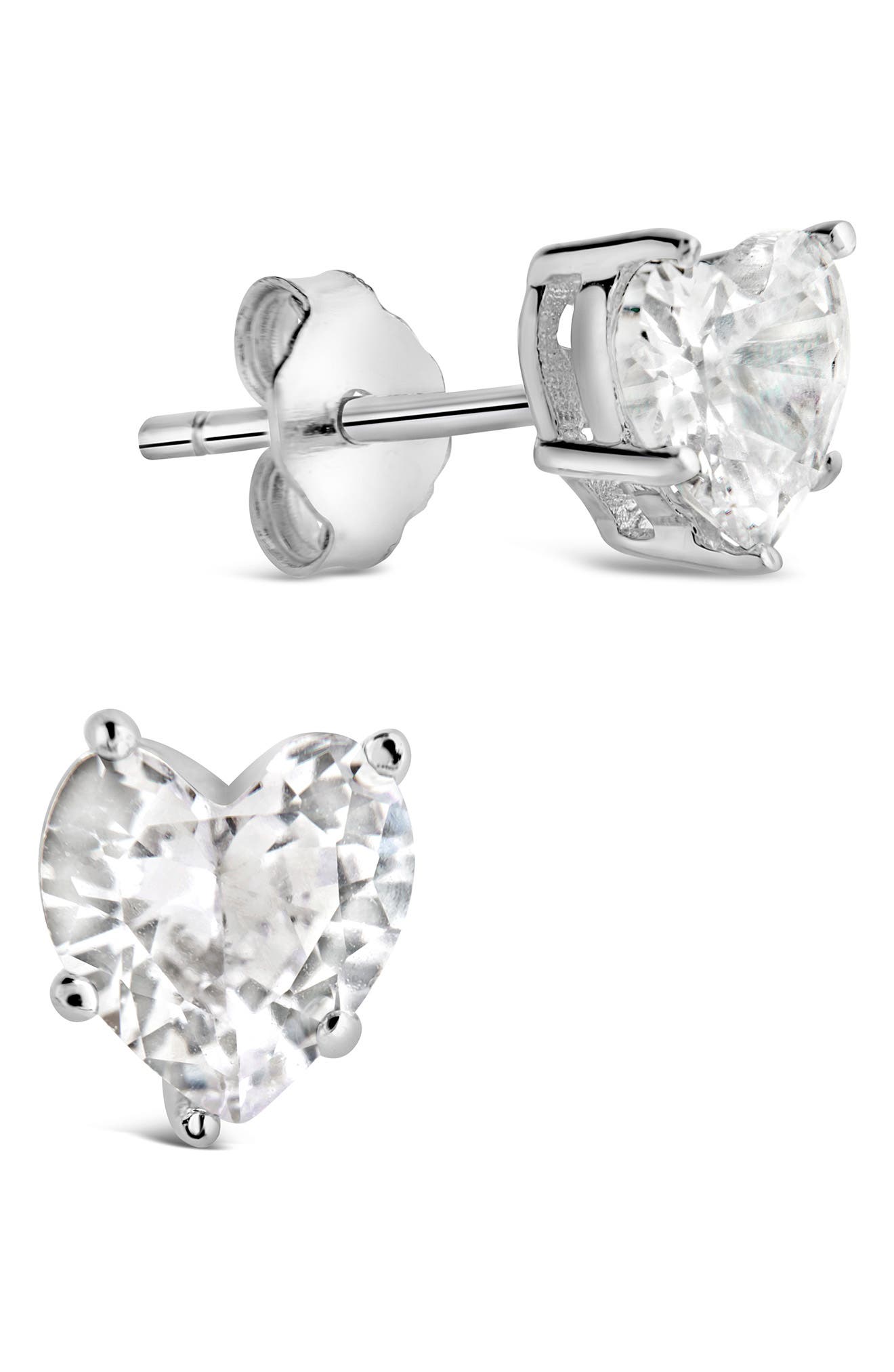 Sterling Forever Cubic Zirconia Heart Stud Earrings