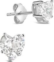Sterling Forever Cubic Zirconia Heart Stud Earrings