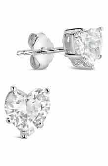 Sterling Forever Cubic Zirconia Heart Stud Earrings