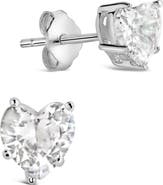 Sterling Forever Cubic Zirconia Heart Stud Earrings