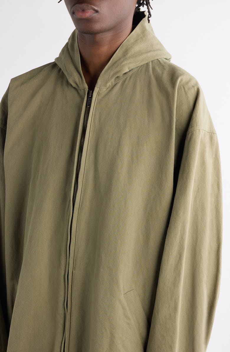 Balenciaga Oversize Cotton Hooded Jacket, Alternate, color, 3420 Linden