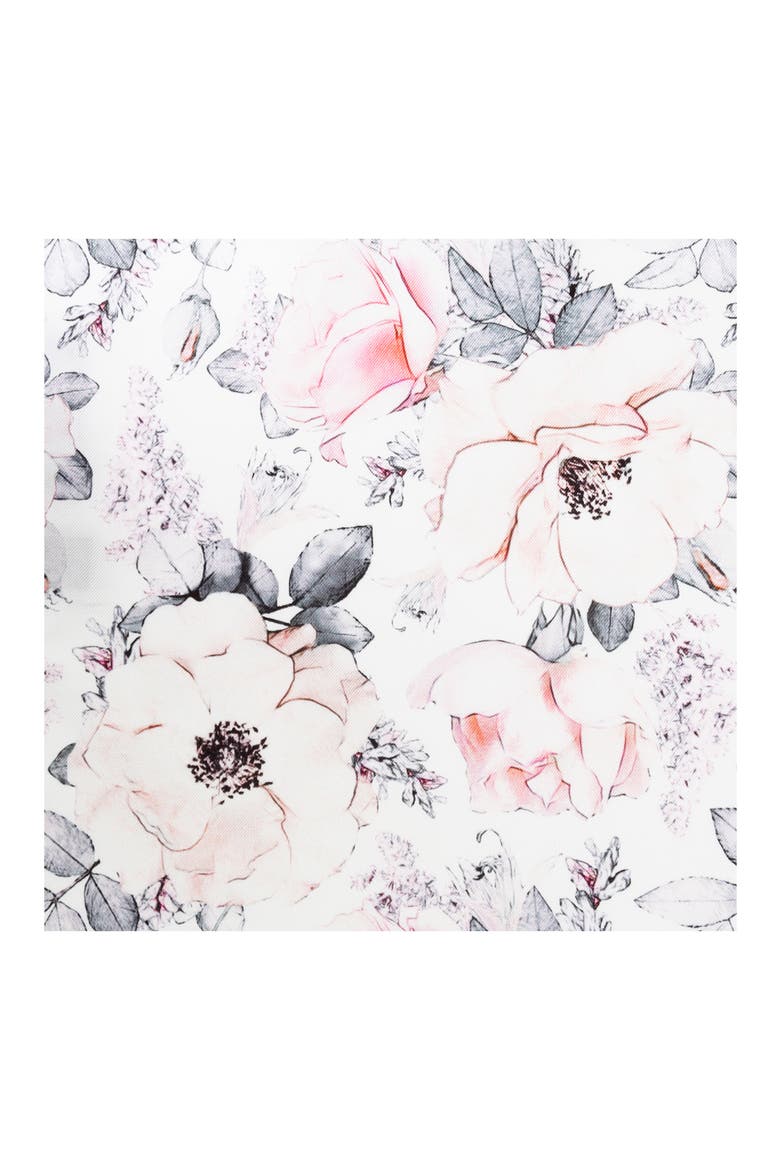 Painted Floral Silk Pocket Square, Alternate, color, GREY