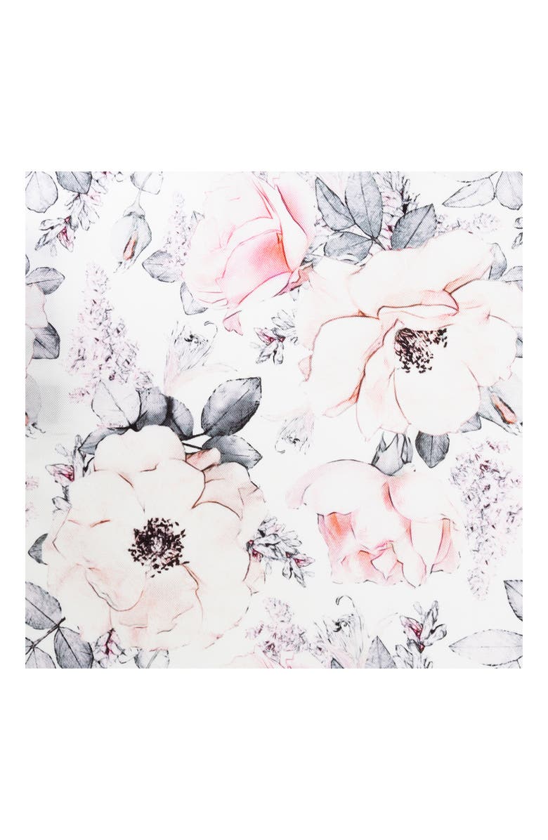 Cufflinks, Inc. Painted Floral Silk Pocket Square, Alternate, color, Grey