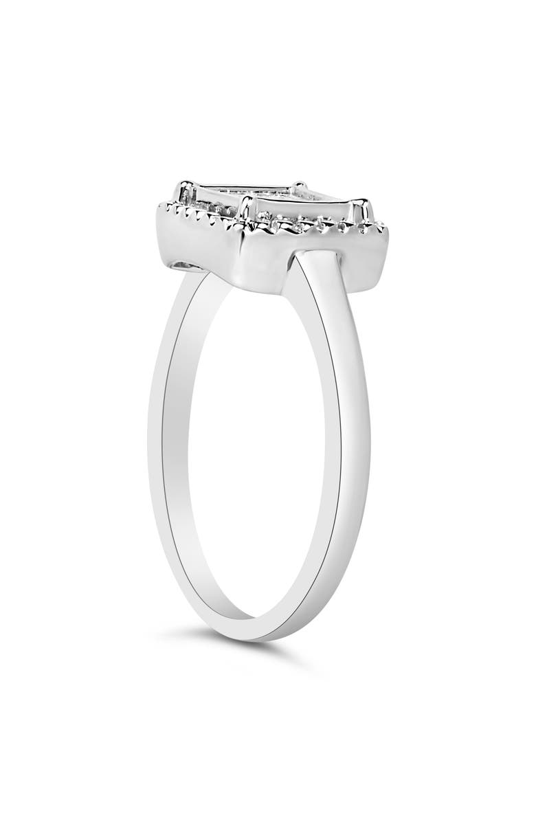 Haus of Brilliance Silver 1/5 Cttw Invisible Set Princess Cut Diamond Promise Ring with Beaded Halo, Alternate, color, White