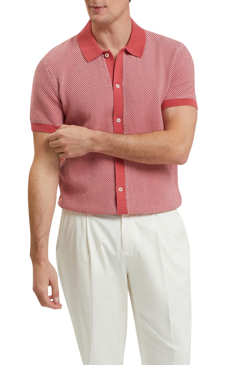 Noliva Short Sleeve Cotton Button-Up Shirt, Main, color, RED