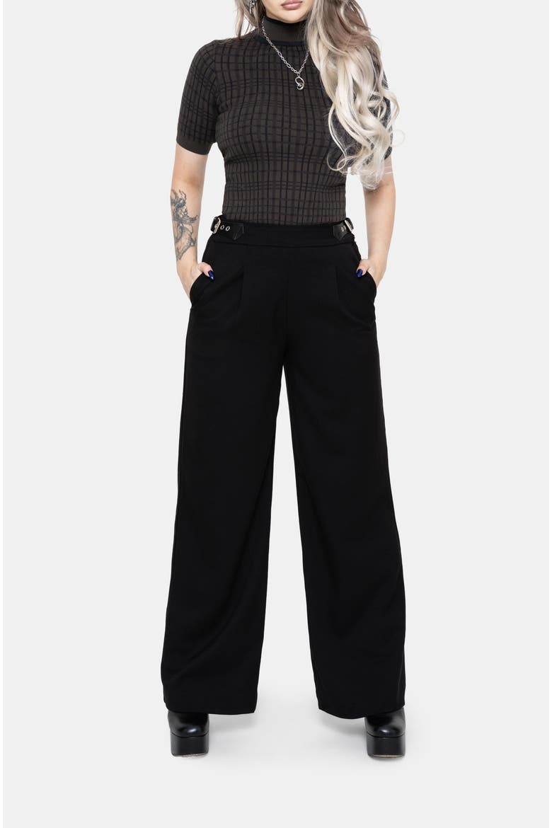 Nightingale Buckle Wide Leg Trousers, Alternate, color, Black
