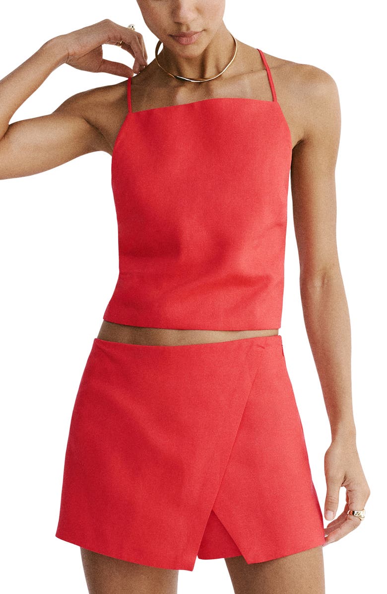 MANGO Square Neck Crop Top, Main, color, Red