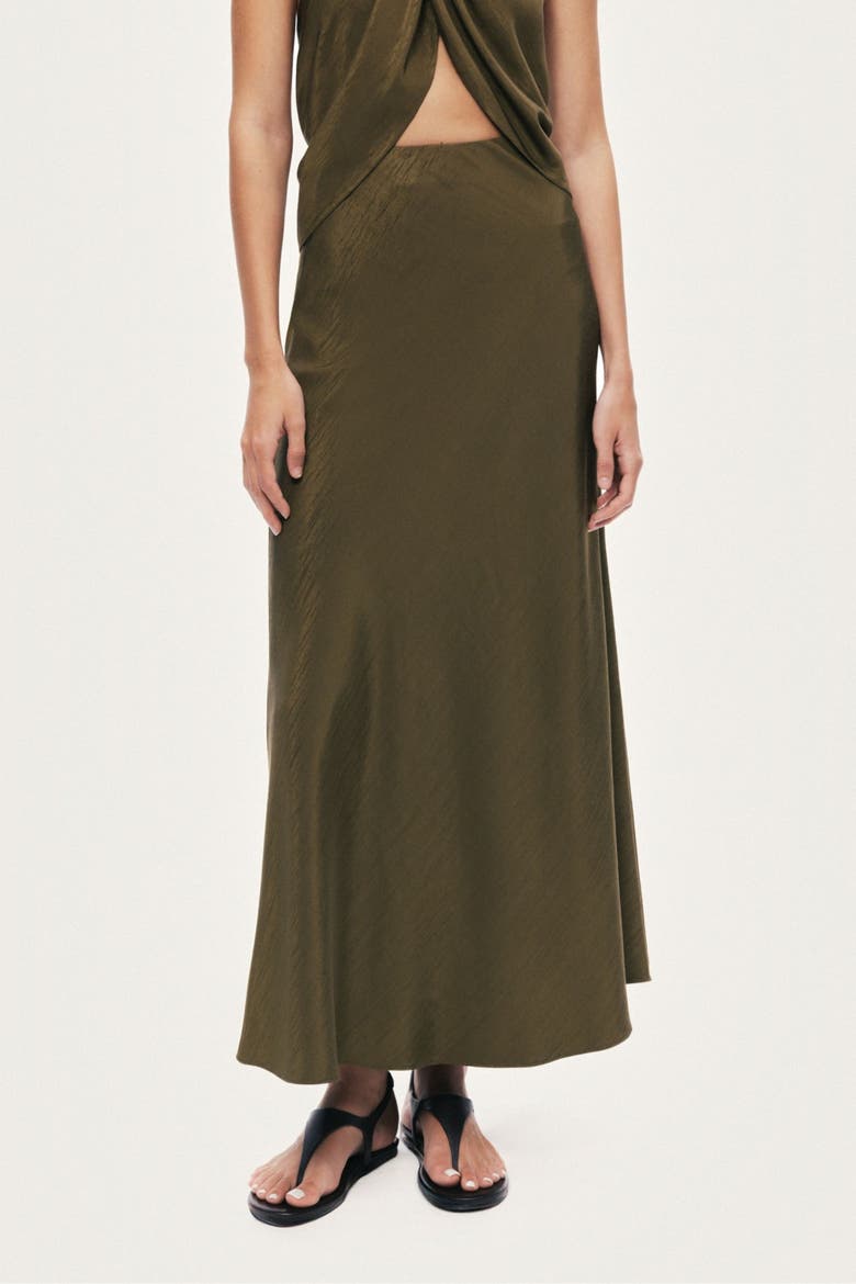 Flared Midi Skirt, Main, color, Khaki