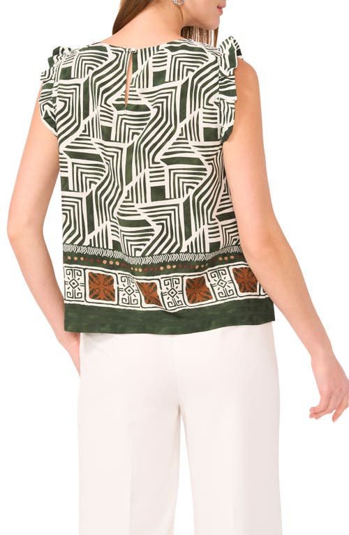 Halogen ® Ruffle Cap Sleeve Top In Winter Moss Green Border