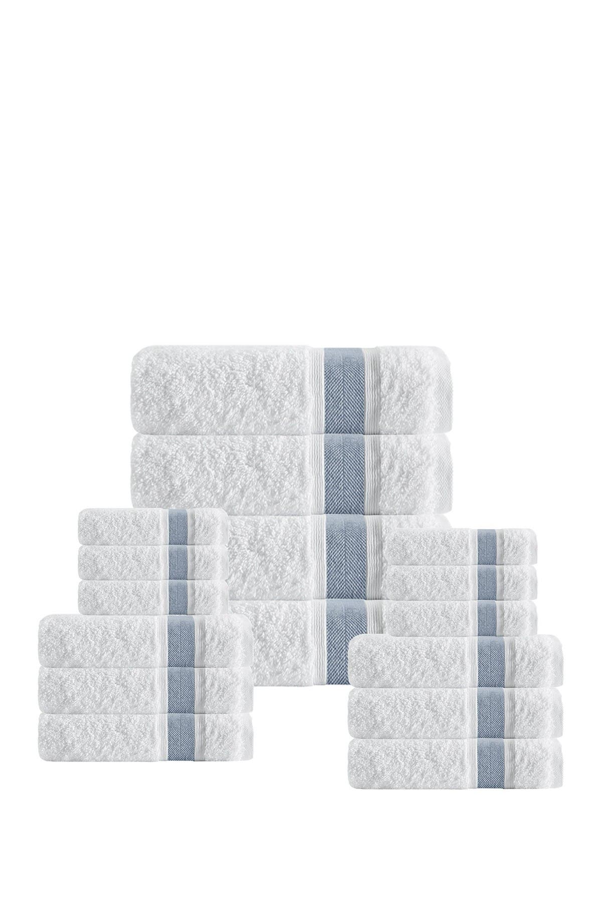 Depera Unique Turkish Cotton 16-piece Towel Set In Blue