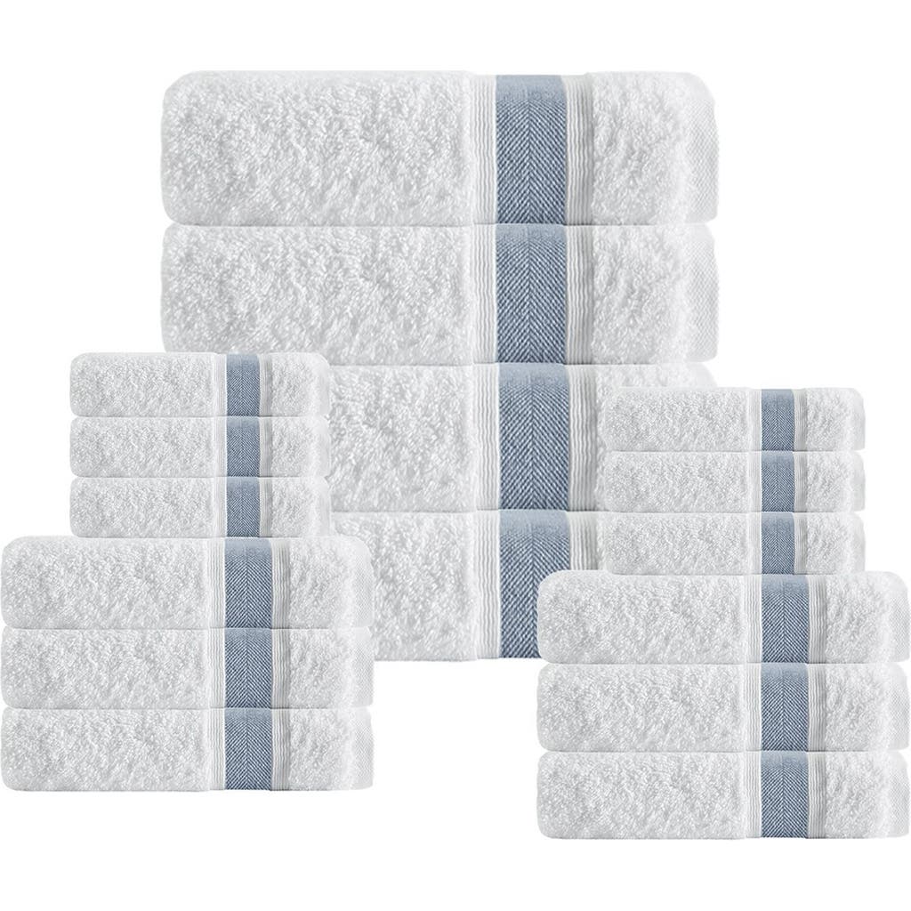 Depera Unique Turkish Cotton 16-piece Towel Set In Blue