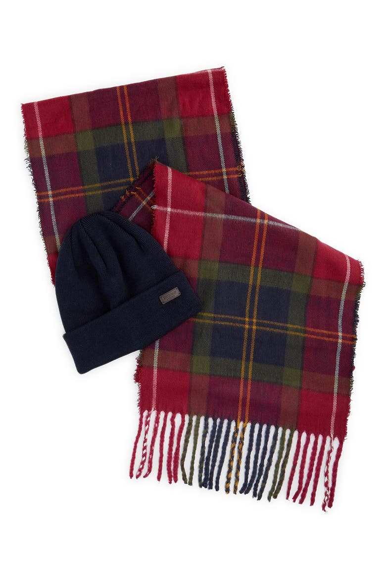Swinton Tartan Scarf & Beanie Set, Main, color, WINTERBERRY TARTAN