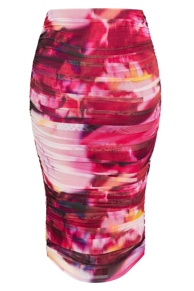 Livia Ruched Mesh Skirt, Alternate, color, COLOUR BURST