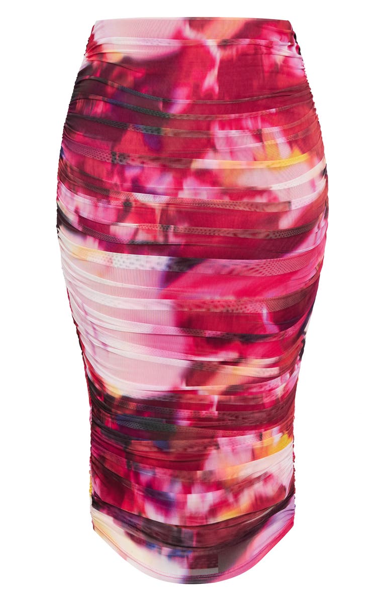 City Chic Livia Ruched Mesh Skirt, Alternate, color, 