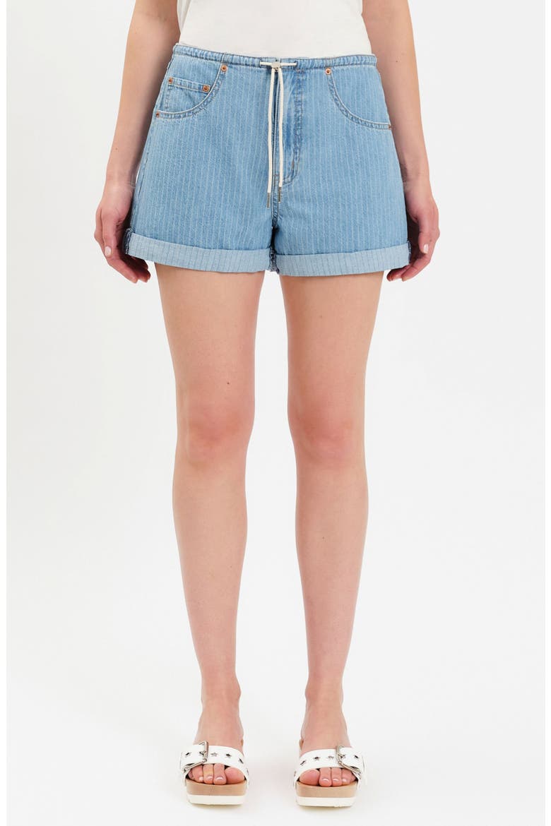 Maddie Stripe Tie Waist Denim Shorts, Main, color, WHIMSY