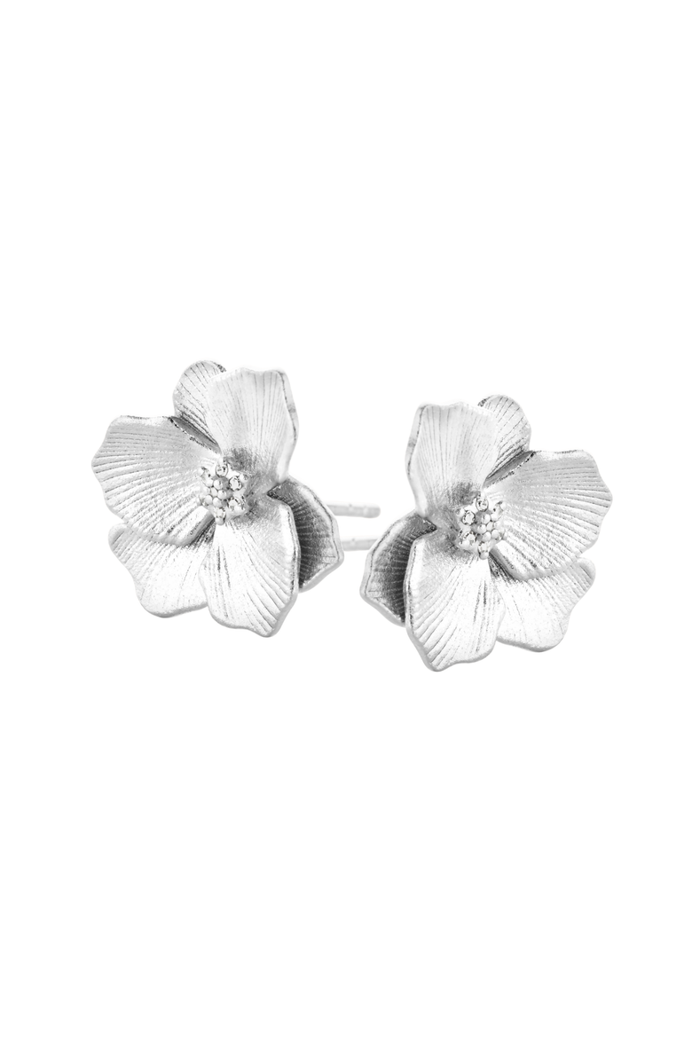 Jasmine Diamond Studs |  14 natural diamonds | 925 Sterling Silver | Earrings | Pin | Rhodium Plated, Alternate, color, Silver