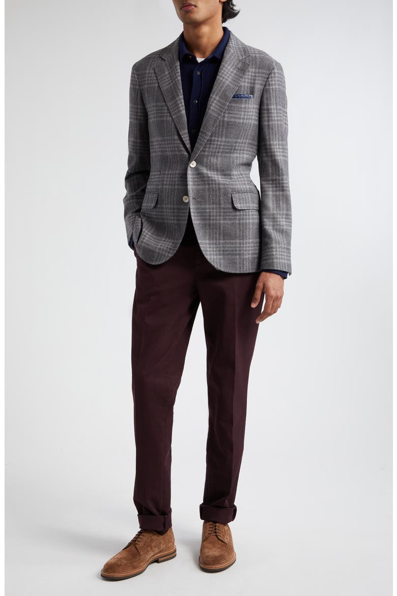 Tartan Deconstructed Wool Blend Blazer, Alternate, color, MEDIUM GREY