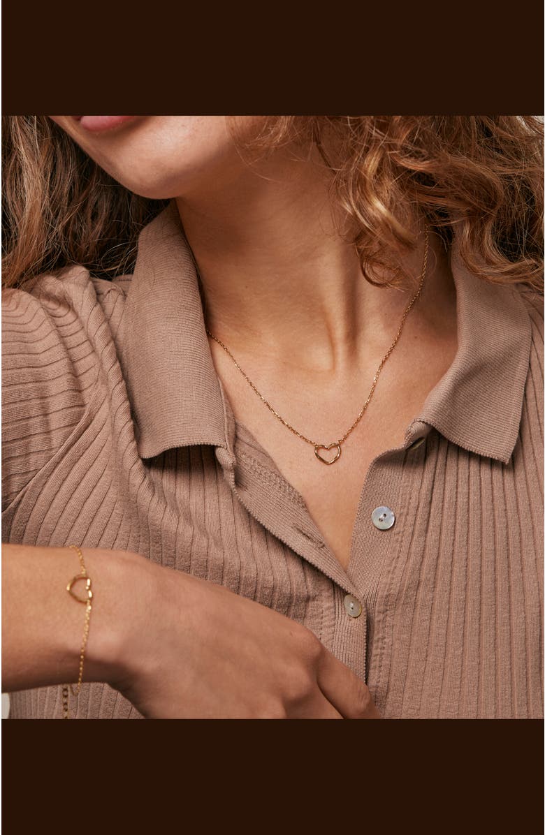 Enamel Copenhagen Organic Heart Bracelet, Alternate, color, 925S/Gp/M