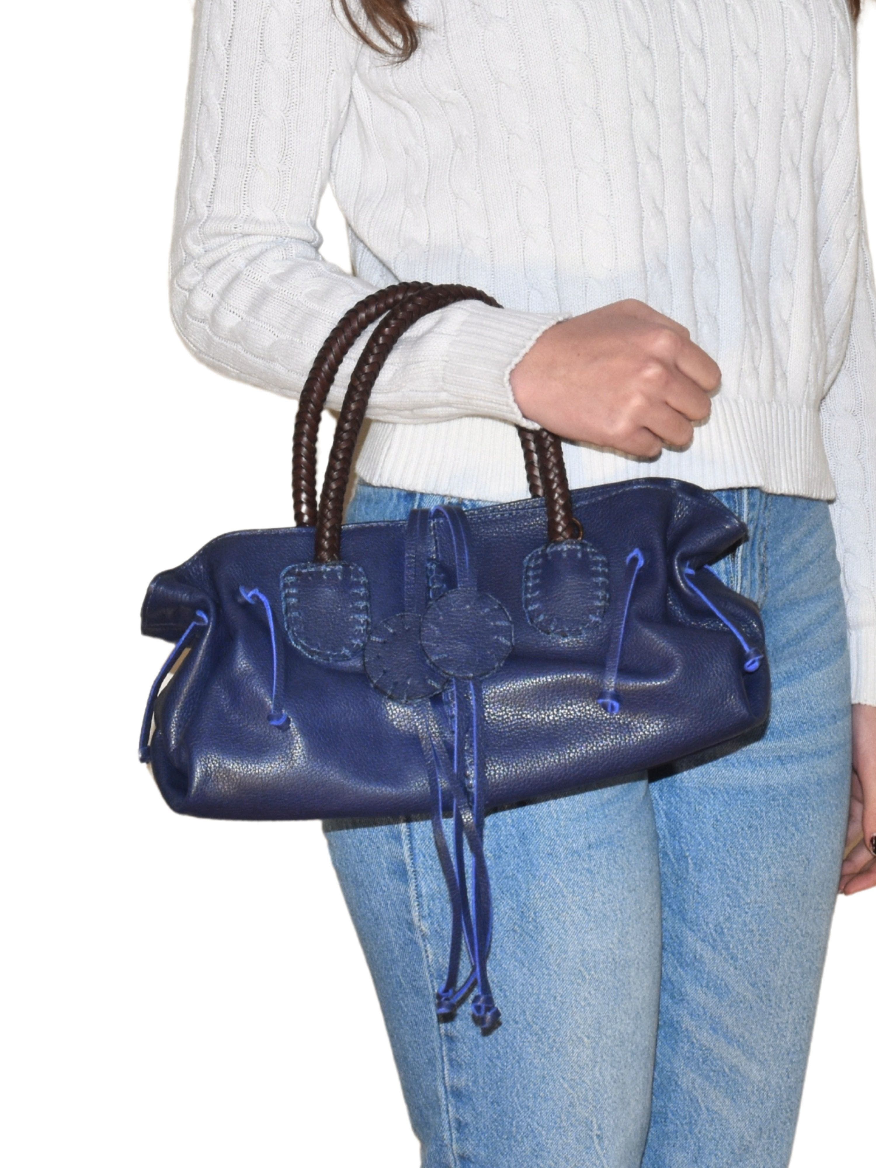 Carlos Falchi Mini Barrel Leather Bag CF626, Alternate, color, Whiskey