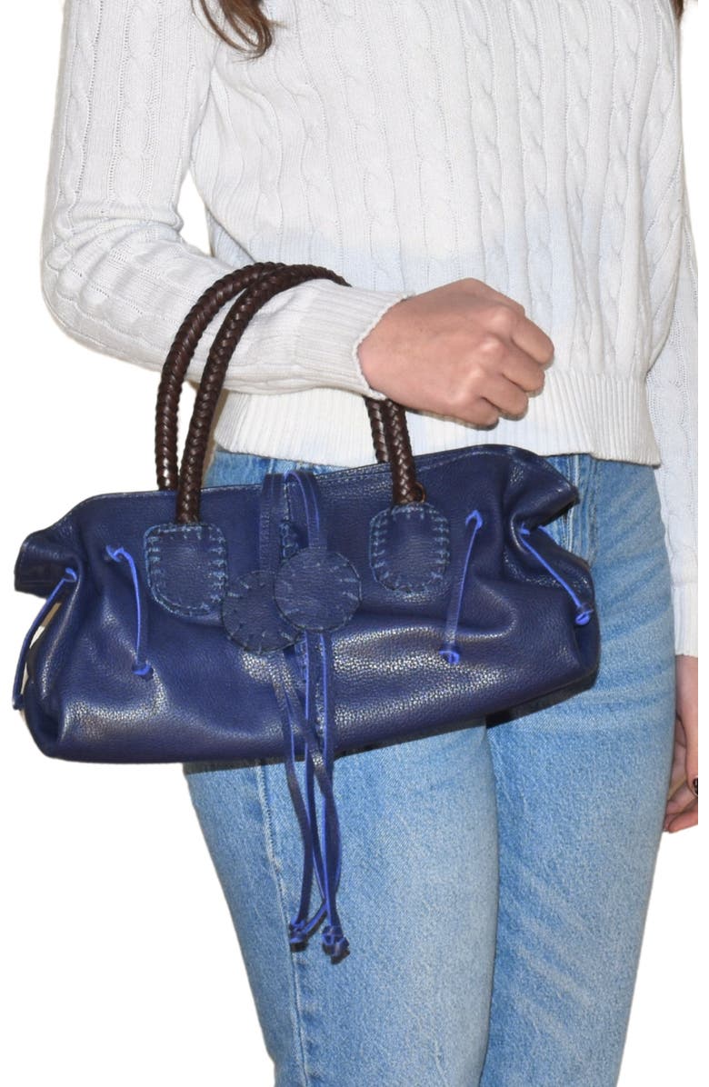 Carlos Falchi Mini Barrel Leather Bag CF626, Alternate, color, Whiskey