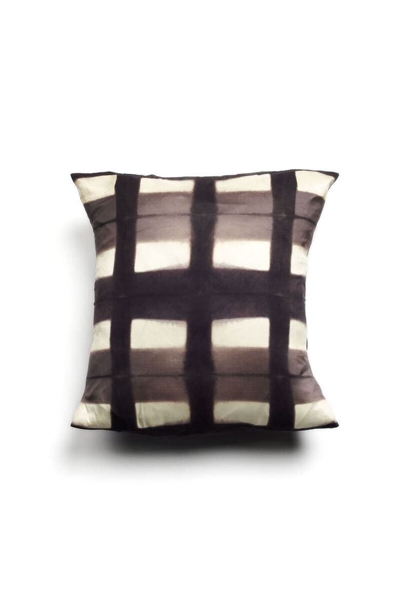 Melo Black Handcrafted Shibori Print Mulberry Silk Pillow - Cover Only, Main, color, Black