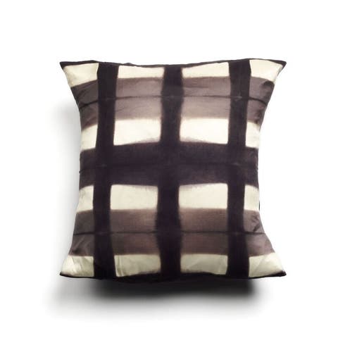 Melo Black Handcrafted Shibori Print Mulberry Silk Pillow - Cover Only